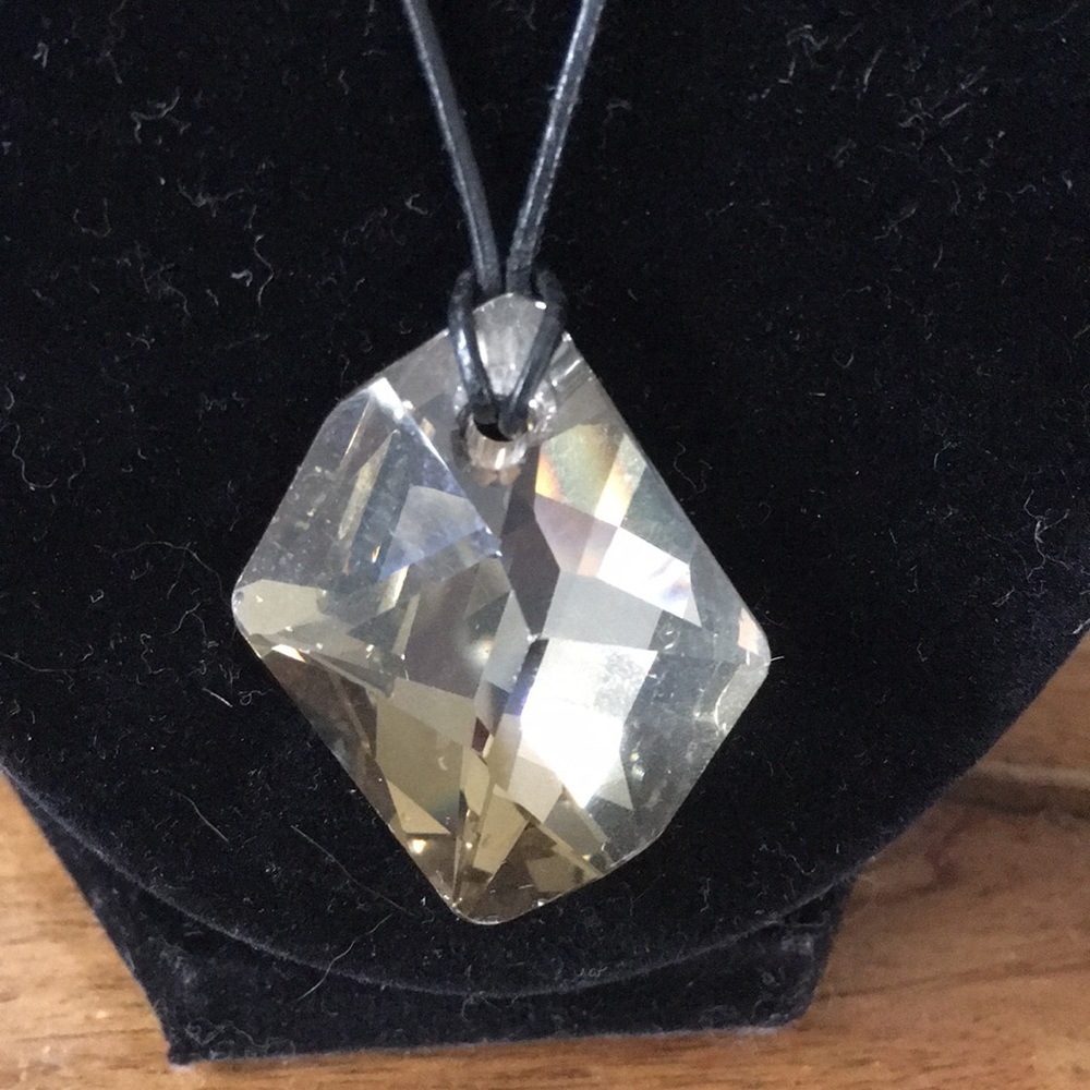 Sterling Leather Swarovski Elements Necklace - image 2